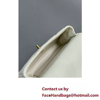 Chanel Lambskin, Resin  &  Gold-Tone Metal Mini Flap Bag with Top Handle AS4847 White 2024